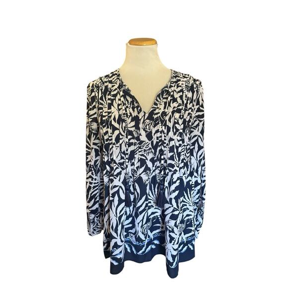 Lilly Pulitzer Marilina Long Sleeve Tunic Low Tide Navy Flocking to Paradise S - Picture 1 of 6